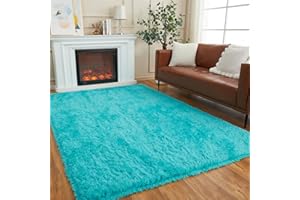 AMTOVO Area Rugs for Living Room, Fluffy Blue 6x9 Clearance Bedroom Rug, Large Throw Shag Carpet for Nursery, Kids, Playroom Home Decor