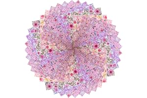 LENAILIN 50pcs 10 x 10 inches Multicolor Cotton Fabric Bundle Squares for Quilting Sewing, Precut Fabric Squares for Craft，Pink