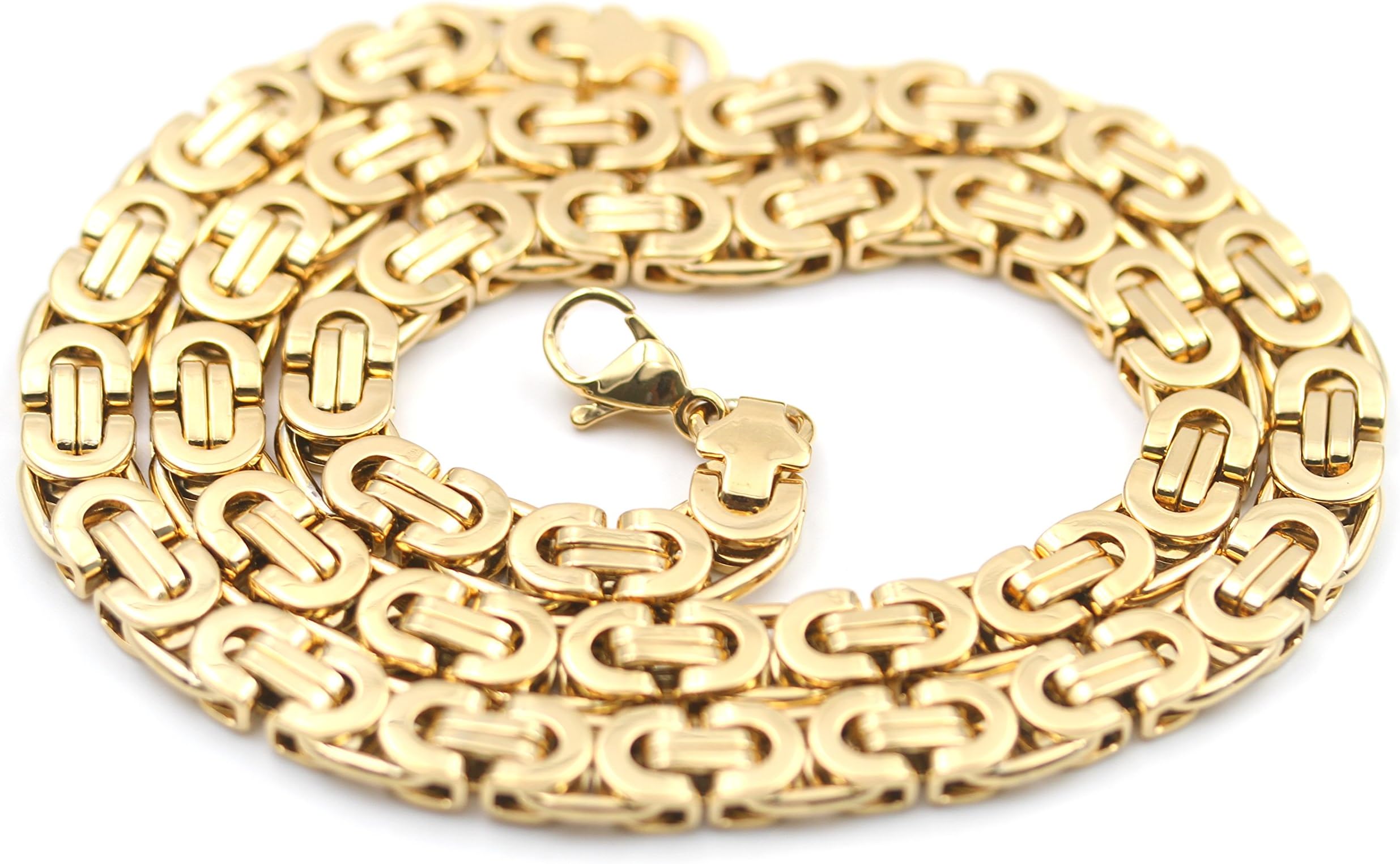 tophoenix Men's Gold Color Byzantium Alloy Chain Necklace (7mm Golden Chain 21.5")