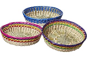 FUGAZ Mexico 3 Pack Multicolor Round Tortilla Serving Bowl, 1 Kilograms, 8 Inches Width x 2 Inches Height