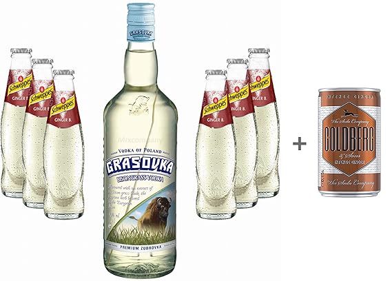 Moscow Mule Set - Grasovka Vodka 1L (40% Vol) + 6x Schweppes Ginger Beer 200ml - Inkl. Pfand MEHRWEG