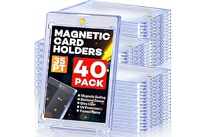 ZENOWICK 40ct Magnetic Card Holders, 35pt One Touch Card Holder, U-V Protection Hard Plastic Case for Trading Cards, Display Case for Sports, Baseball, Football, Game Cards