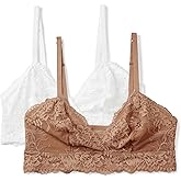 Amazon Essentials Womens Stretch Galloon Lace Unlined Longline Triangle Bralette
