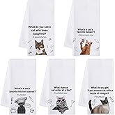 R HORSE 5Pcs Cats Kitchen Towels Set - Funny Cat Pun Jokes Absorbent Quick Dry Cloth Dish Tea Towels Reusable Bar Hand Dishcloths Decor for Cat Lovers Bathroom Kitchen Home Supplies Housewarming Gifts