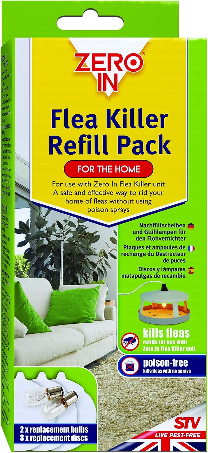 Zero in Flea Killer Refill Pack (3 Refill Discs and 2 Spare Lamps) & STV International Home Flea Killer Spray, 1, 300 ml - Image 5