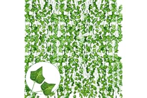 YAHUAA 12 Pack 86Ft Artificial Ivy Garland Fake Plants, Fake Ivy Leaves Greenery Garlands Hanging Plant Vine for Aesthetic Bedroom Garden Party Wedding Wall Room Christmas Décor
