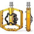 Mountain Bike Pedals with Reflector- Dual Function Plat & Clipless Pedals, Bicycle Pedal 9/16”Compatible with SPD - 3 Sealed Bearings Bicycle Platform Mountain Pedals