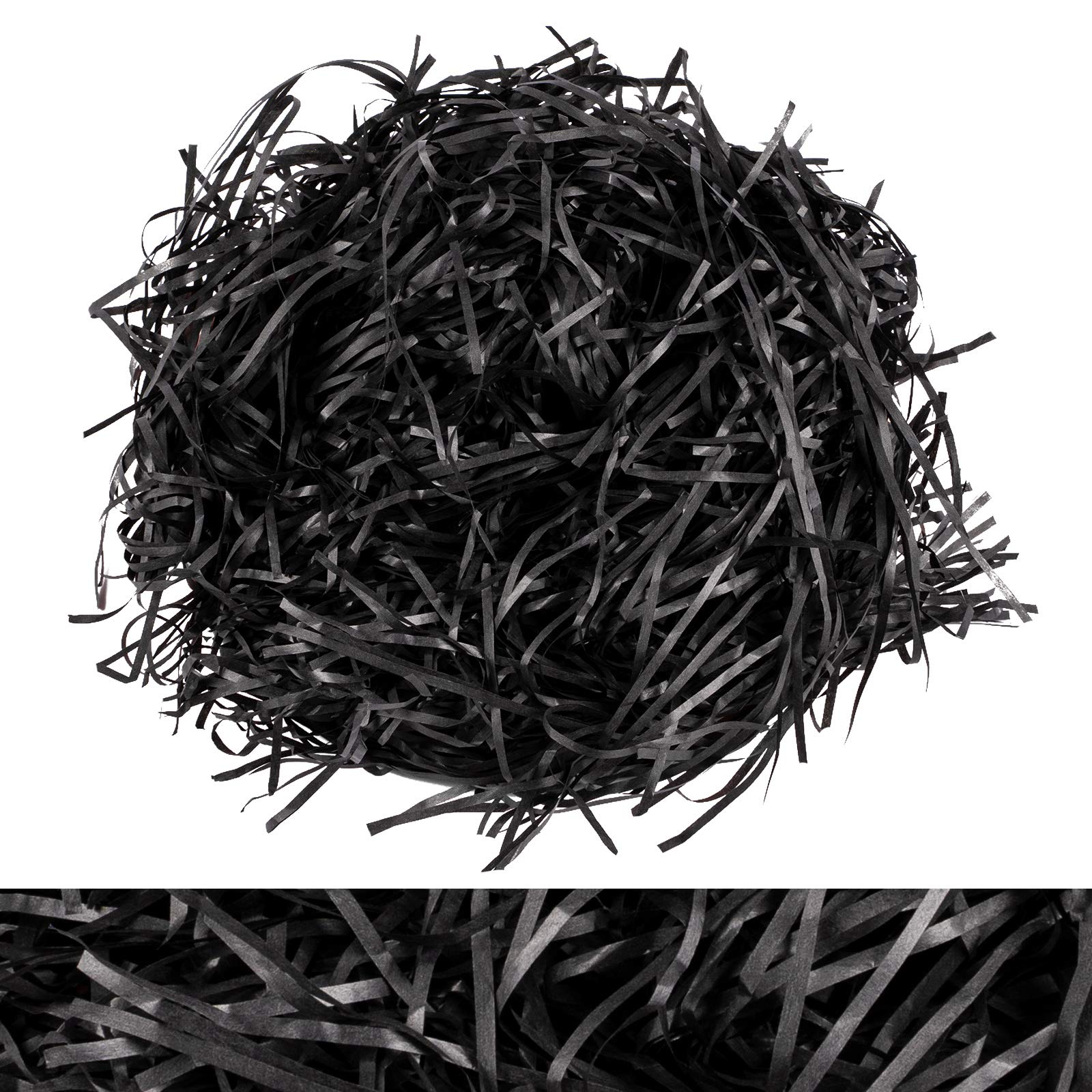 Whaline Basket Grass Craft Shredded Tissue Raffia Gift Filler Paper Shreds for DIY Gift Packaging Basket Filling Egg Stuffer Party Supplies Accessories Decoration, 120g, 4 Oz (Black)