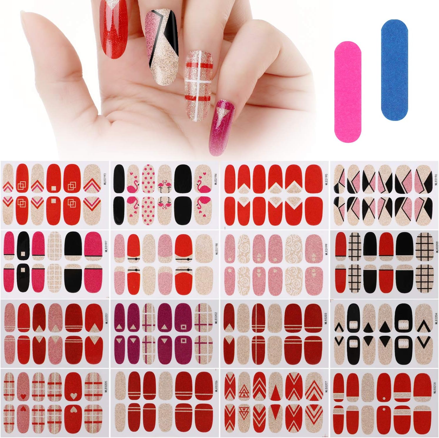 MWOOT 16 Sheets Full Wraps Nail Stickers,SelfAdhesive Nail