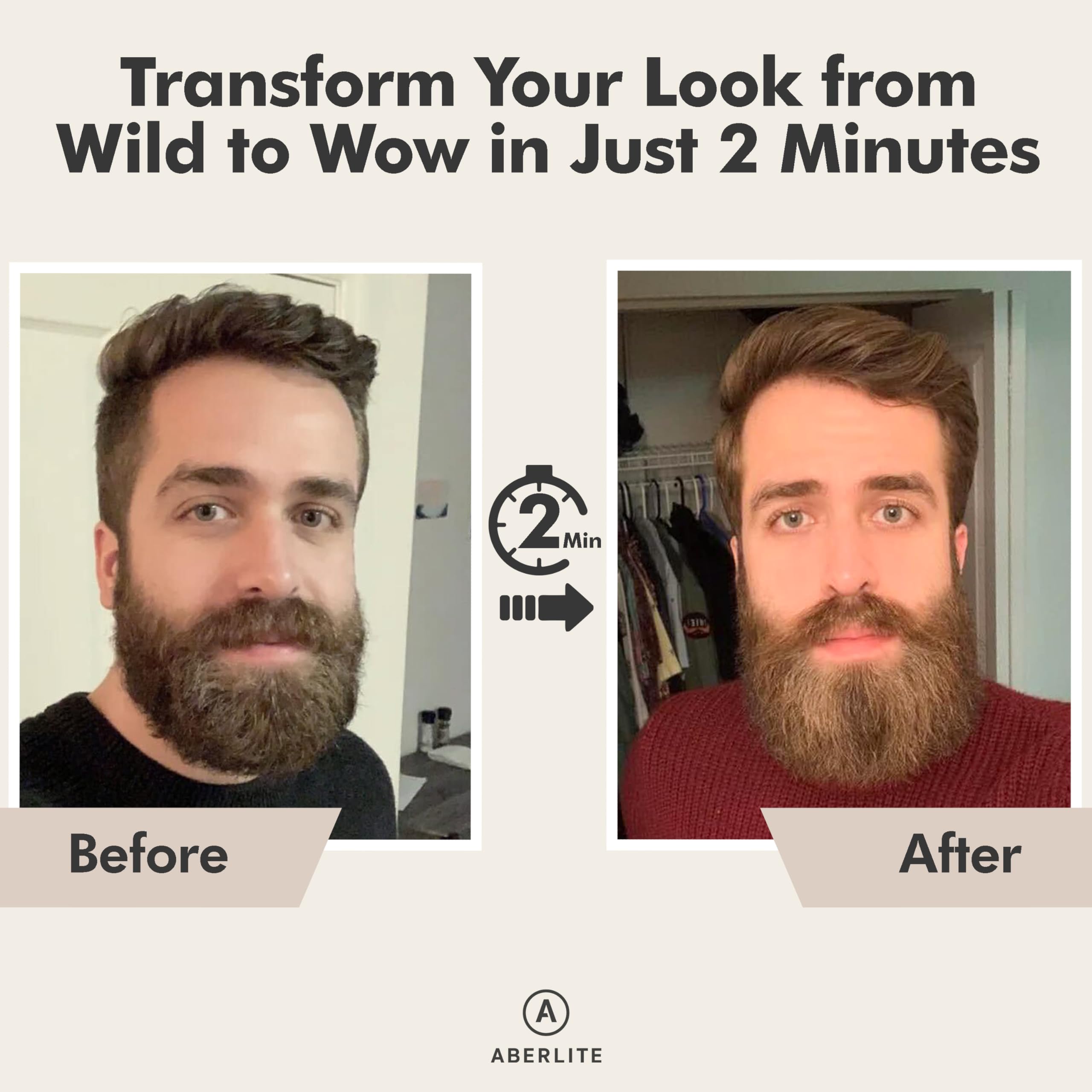 Aberlite Go 2 - Cordless Beard & Hair Straightener - Pain-Free Anti-Scald Comb Tooth - Advanced Ionic Conditioning - Wireless Straightener Heated Brush Comb- for All Beard Types