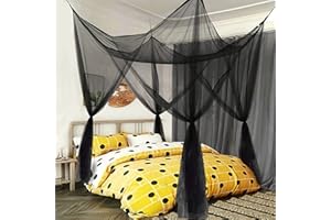 MILKY HOUSE Mesh Bed Canopy, Four Corner Canopy, Bed Frame Queen Canopy Bed Tents for Girls, Bed Curtain for Toddler Bed, King Twin Size Bed Canopy Decor for Adults Bed, Kids Bed, Screen Netting Curtains (Black)