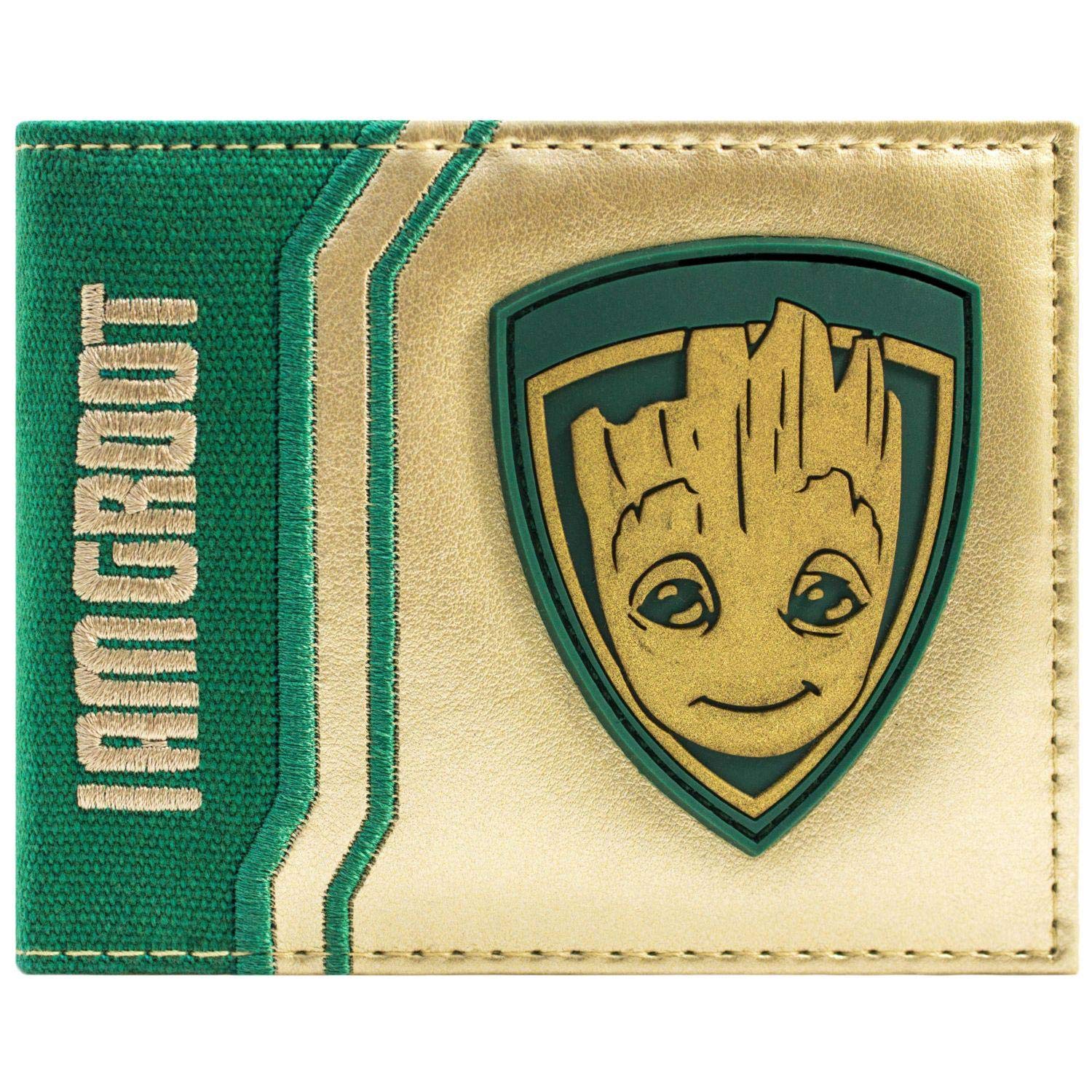 Guardians of the Galaxy Vol. 2 Baby I am Groot Badge Wallet Bi-Fold Coin Pocket & Card Holder, Gold