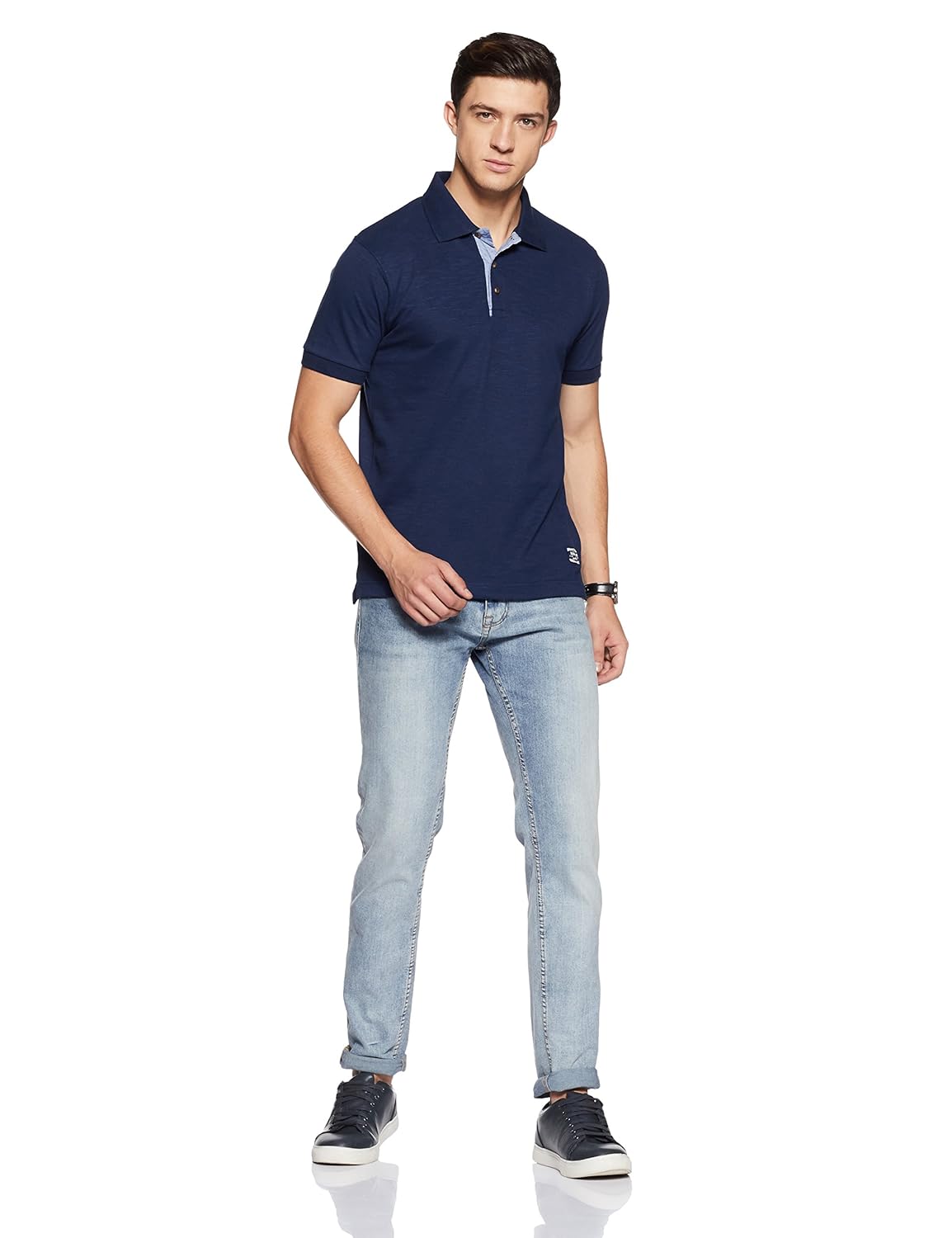 symbol amazon brand men's solid regular fit polo