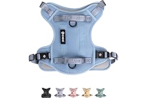 FEI AND EVE 2025 New Edition, Fei & Eve Classic Dog Harness - Quick-Release Buckles | 3-Point No-Pull Control | Heavy-Duty 900D Nylon | Dual Safety Handles | Breathable Mesh | Adjustable Fit | Medium,Blue