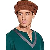 KUOIN Medieval Beret Faux Suede Hat Renaissance Festival Cap for Men Women Cosplay Costume Accessories