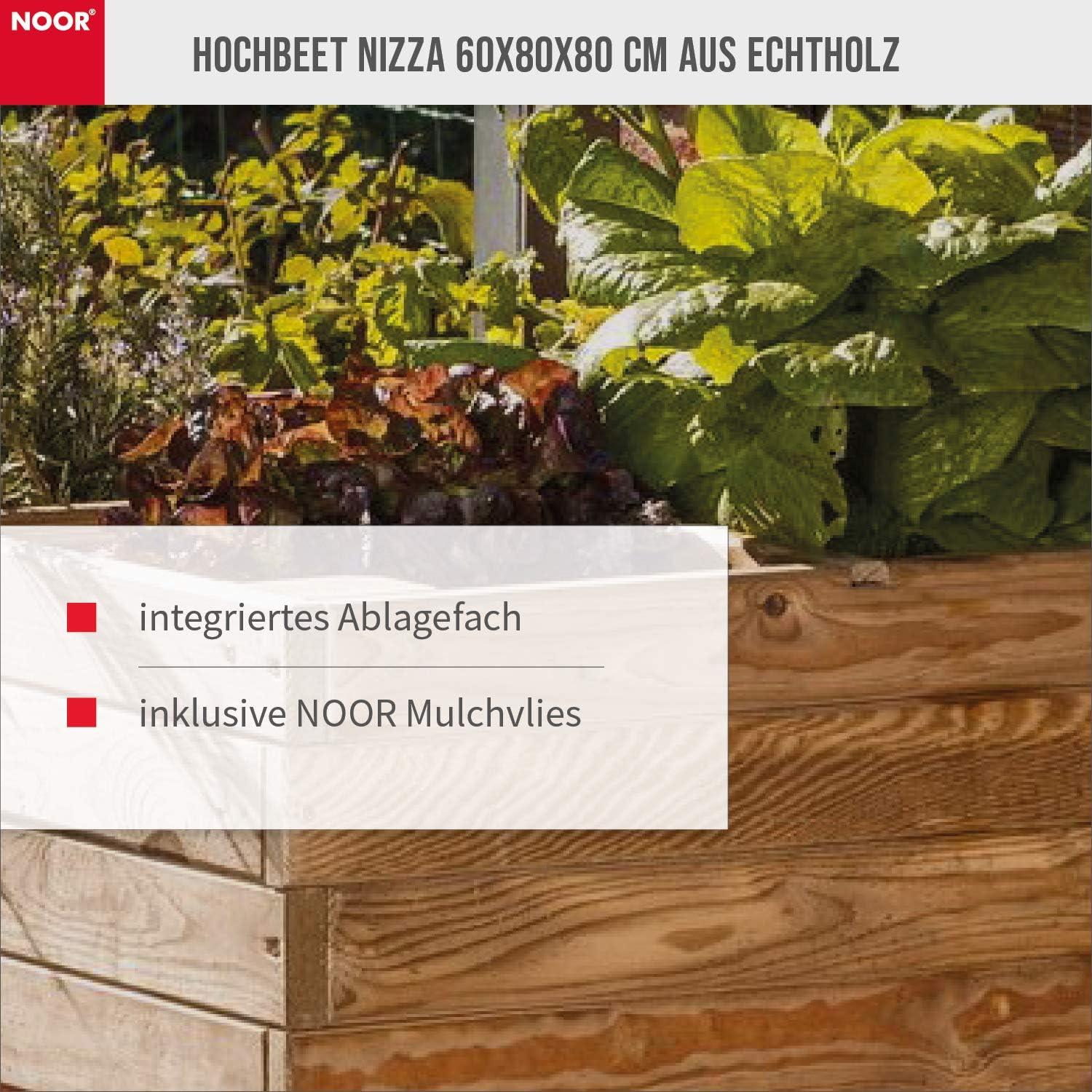 Noor Jardinera Nor Nizza con Inserto de Fieltro de maleza I 80 x ...