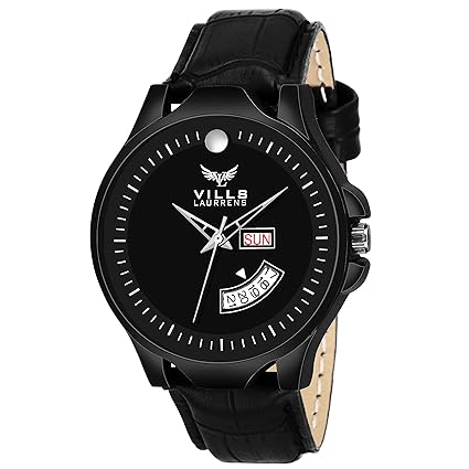 VL-1173 Black Movado Day and Date Series Watch for Men and Boys