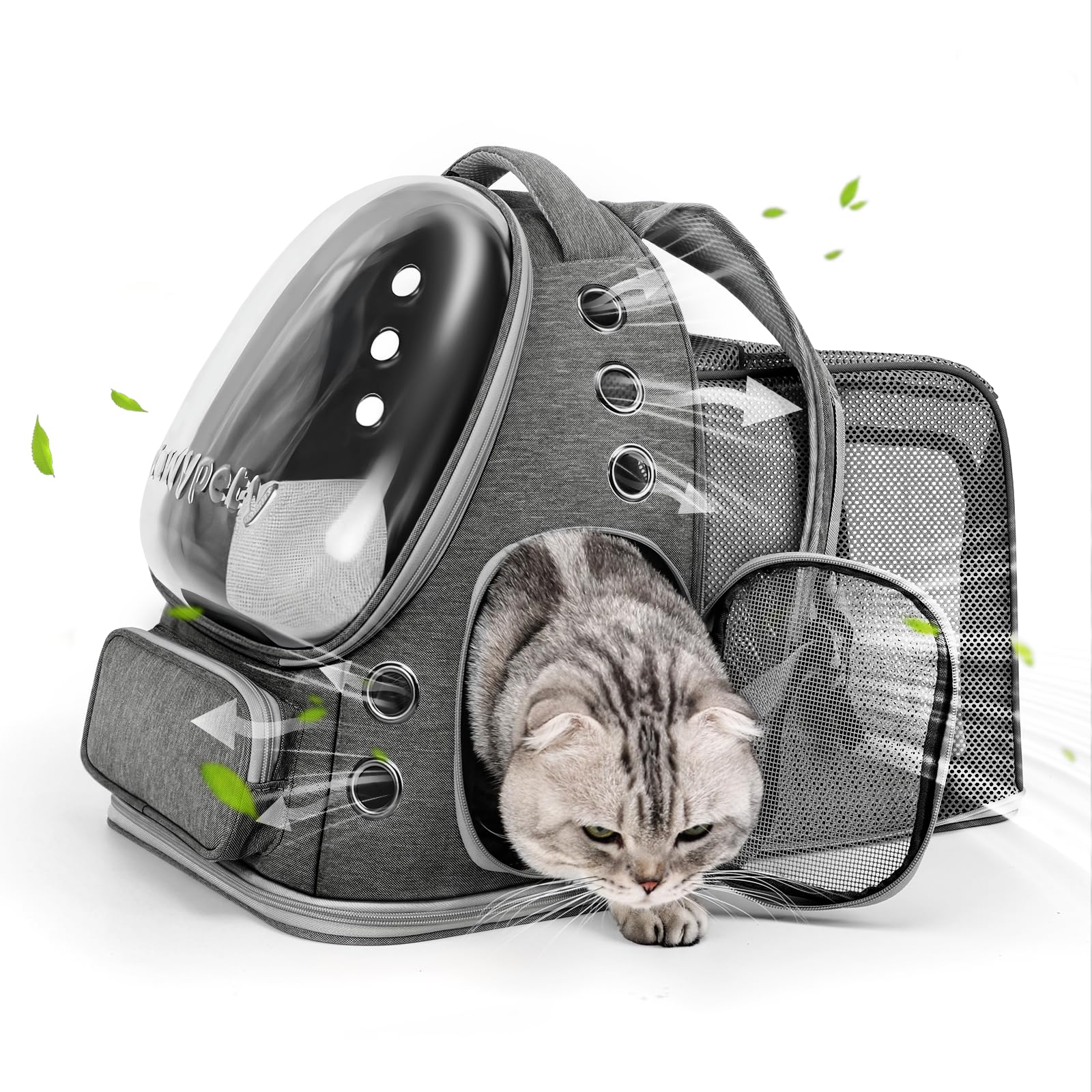 Photo 1 of Cawypety Expandable Cat Backpack,Cat Bubble Backpack Carrier for Carrying Cats, Pets and Small Dogs,Airline-Approved,Designed for Travel, Hiking, Walking,Car ?Grey