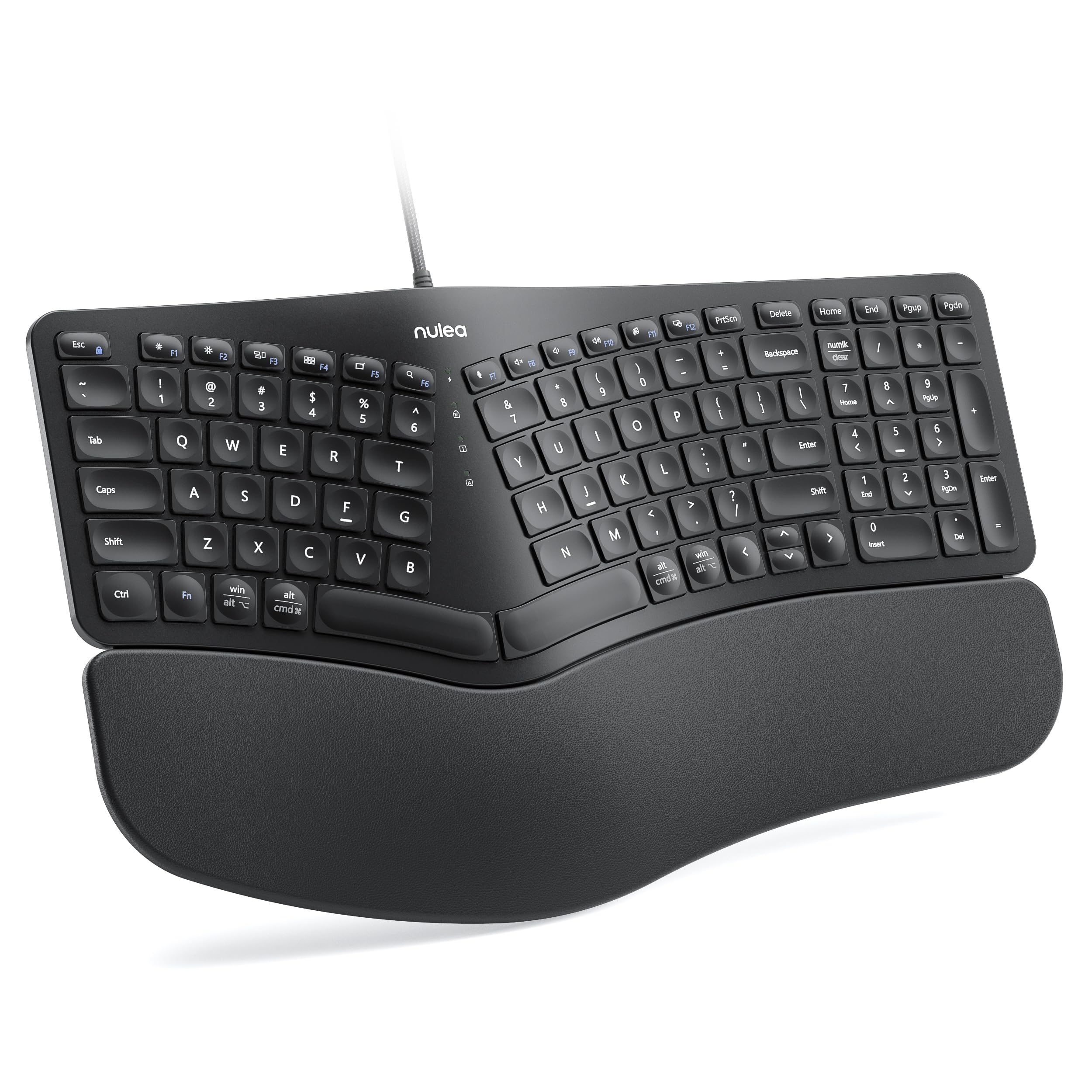 Photo 1 of Nulea RT05C Wired Ergonomic Keyboard, Split Keyboard with Cushioned Wrist Rest, Adjustable Tilt Legs, Plug and Play, USB Corded, Compatible with Windows/Mac