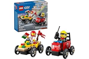 LEGO City Pizza vs. Fire Truck Race Car Pack Toy - Building Toy for Kids, Boys and Girls, Ages 5+ - Gift for Birthdays and Ho