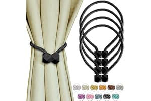 Yazikisa Black Magnetic Curtain Tiebacks 4 Pack Curtains Tie Backs Holdbacks Holders for Drapes Ties Magnets Buckles Clips No