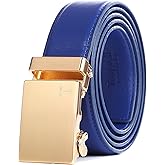 Tonywell Men's Leather Ratchet Belt with Automatic Buckle, 1 3/8" Wide, Trim to Fit Dress Casual Belts