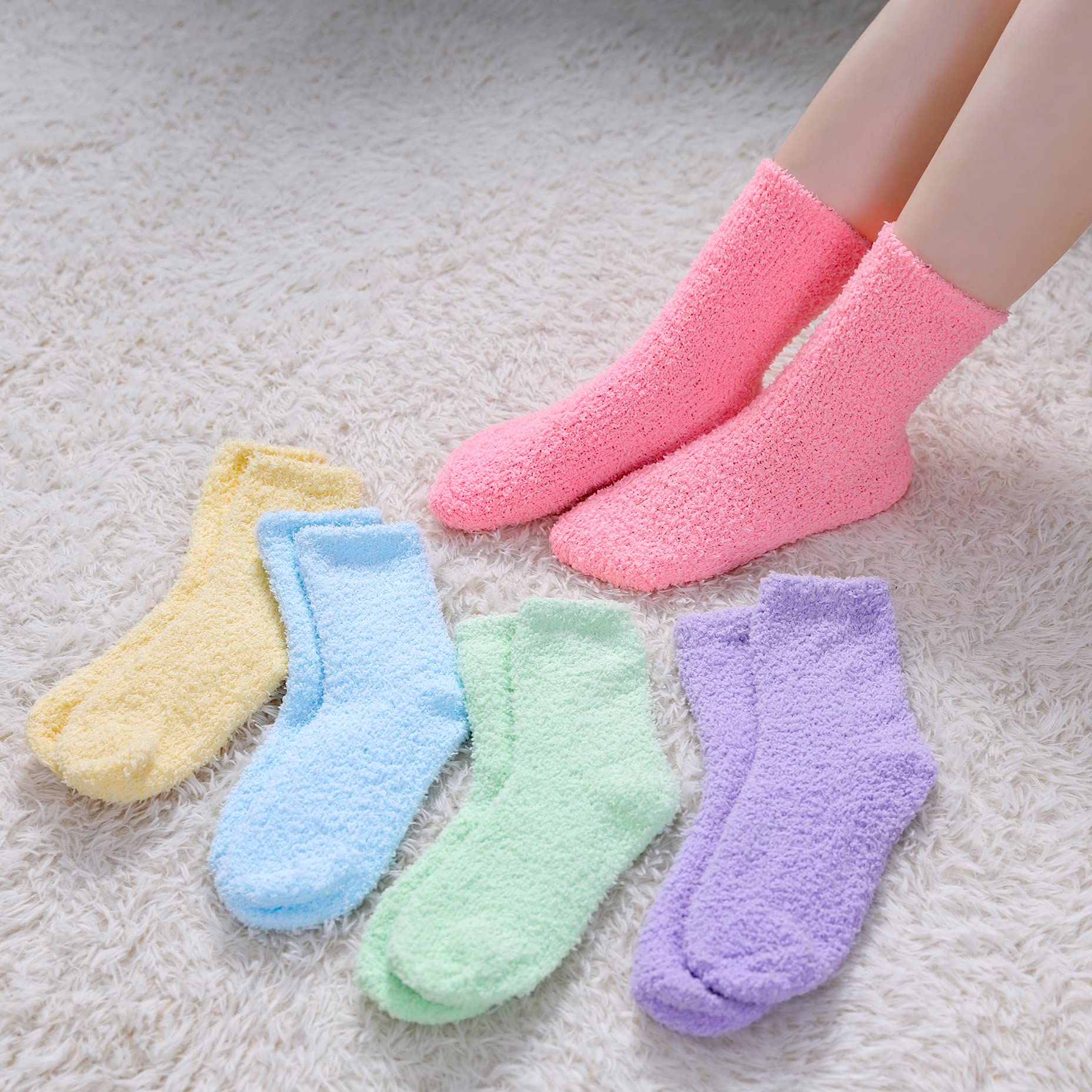 FNOVCO Womens Fuzzy Socks Super Soft Fluffy Winter Warm Cozy Home Sleeping Socks