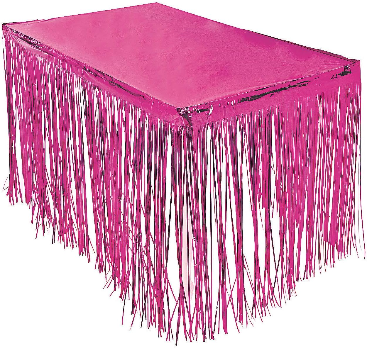 Fun Express Pink Fringe Table Skirt 9 ft. x 29". Metallic