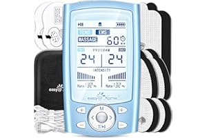TENS Unit Muscle Stimulator Machine: Easy@Home Electric EMS Massager - Rechargeable Electronic Pulse Massager for Pain Relief