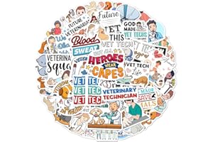 DEFATANO Pack 50 pcs Saving Animals Veterinary Technician Stickers for Water Bottles Waterproof Laptop Luggage Computer Teens Adults Girls Funny Aesthetic Sticker Packs Small Vinyl Decals
