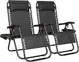 Yaheetech Zero Gravity Chairs Outdoor Folding Lounge Set of 2 with Pillows
