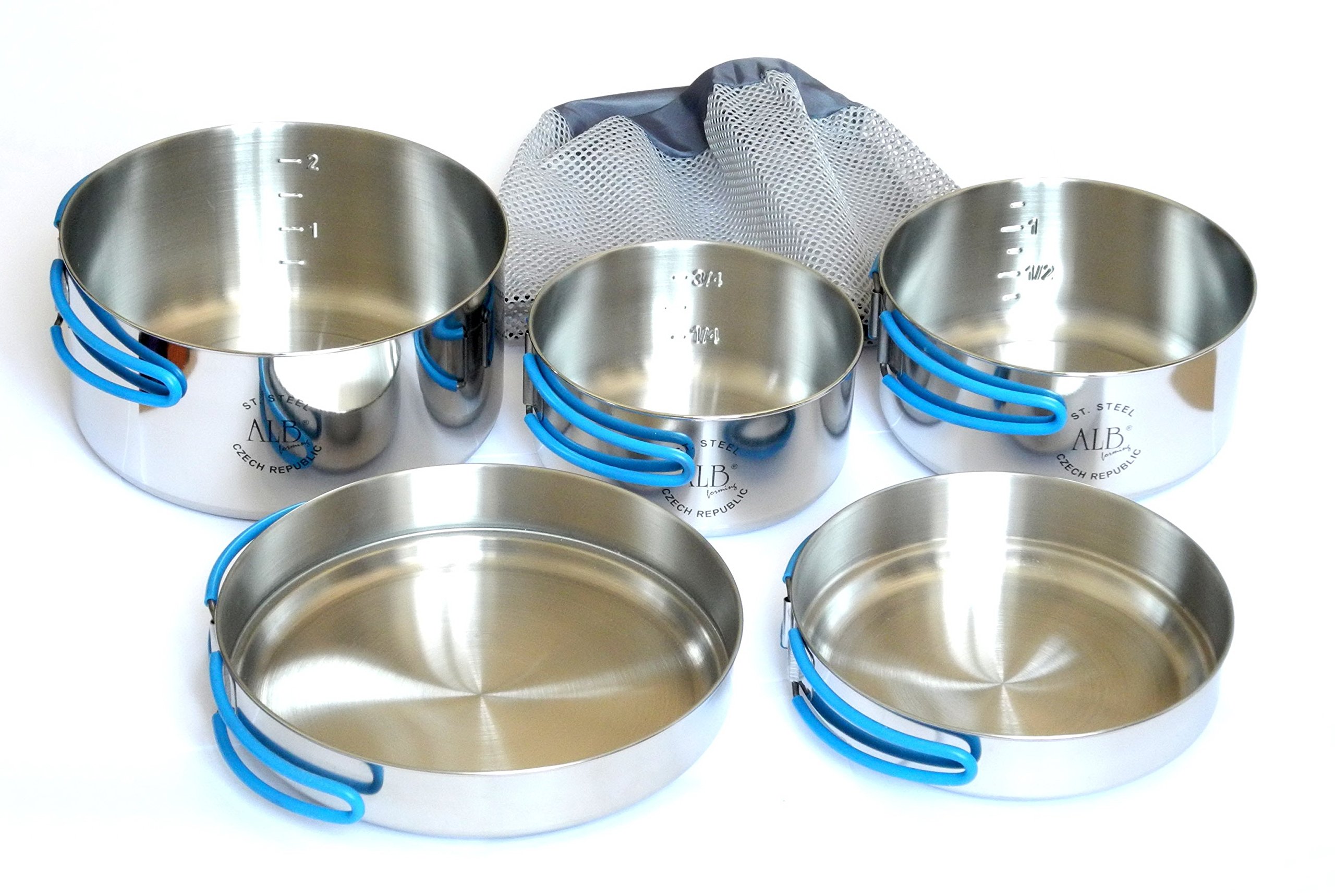 Alb Stainless Steel Family Camping Cook Set - 5 Pieces