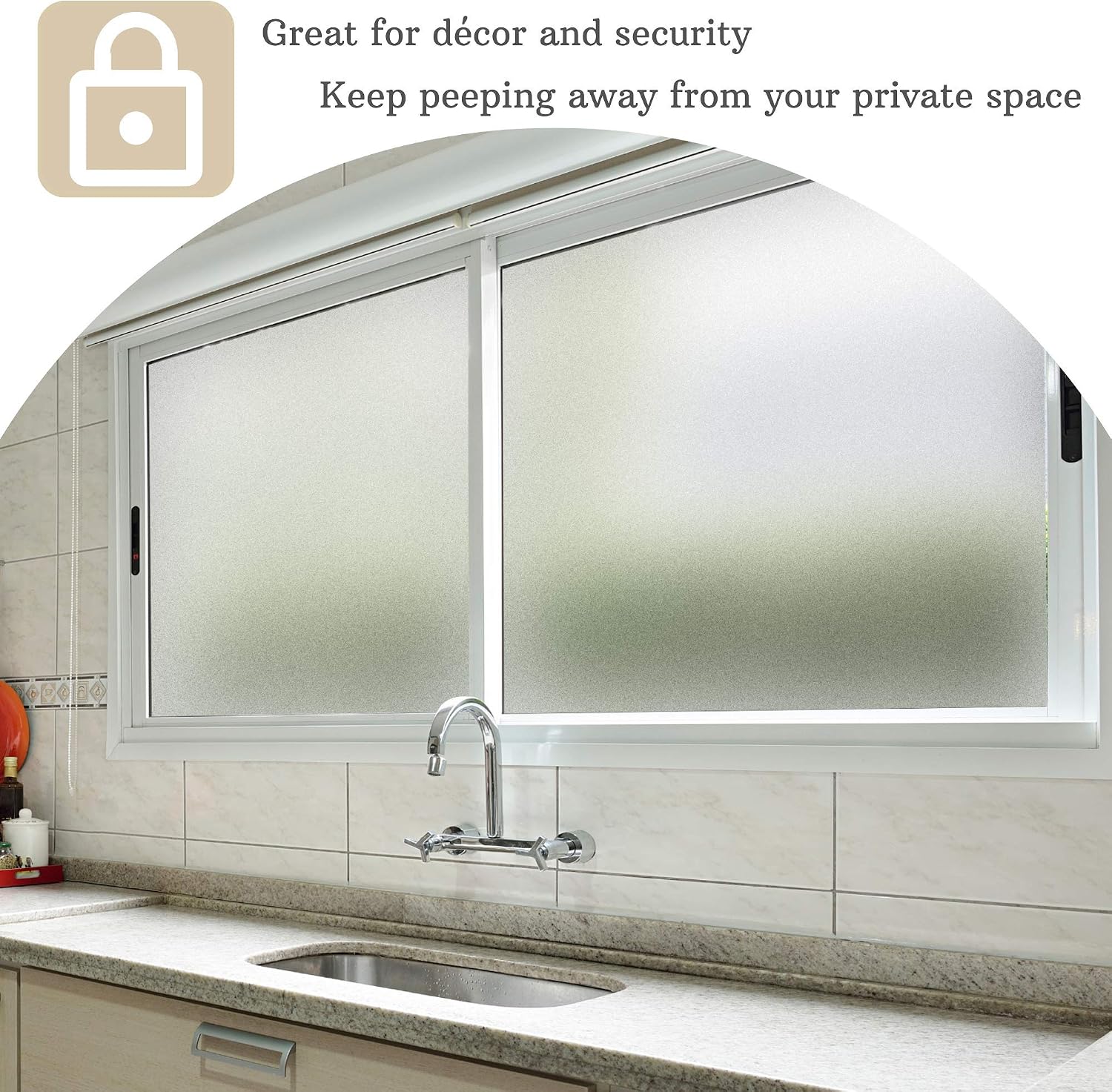 WAENLIR Privacy Window Film, Self Adhesive Frosted Glass Film, Static Cling Opaque Window Film for Home Office - Image 4