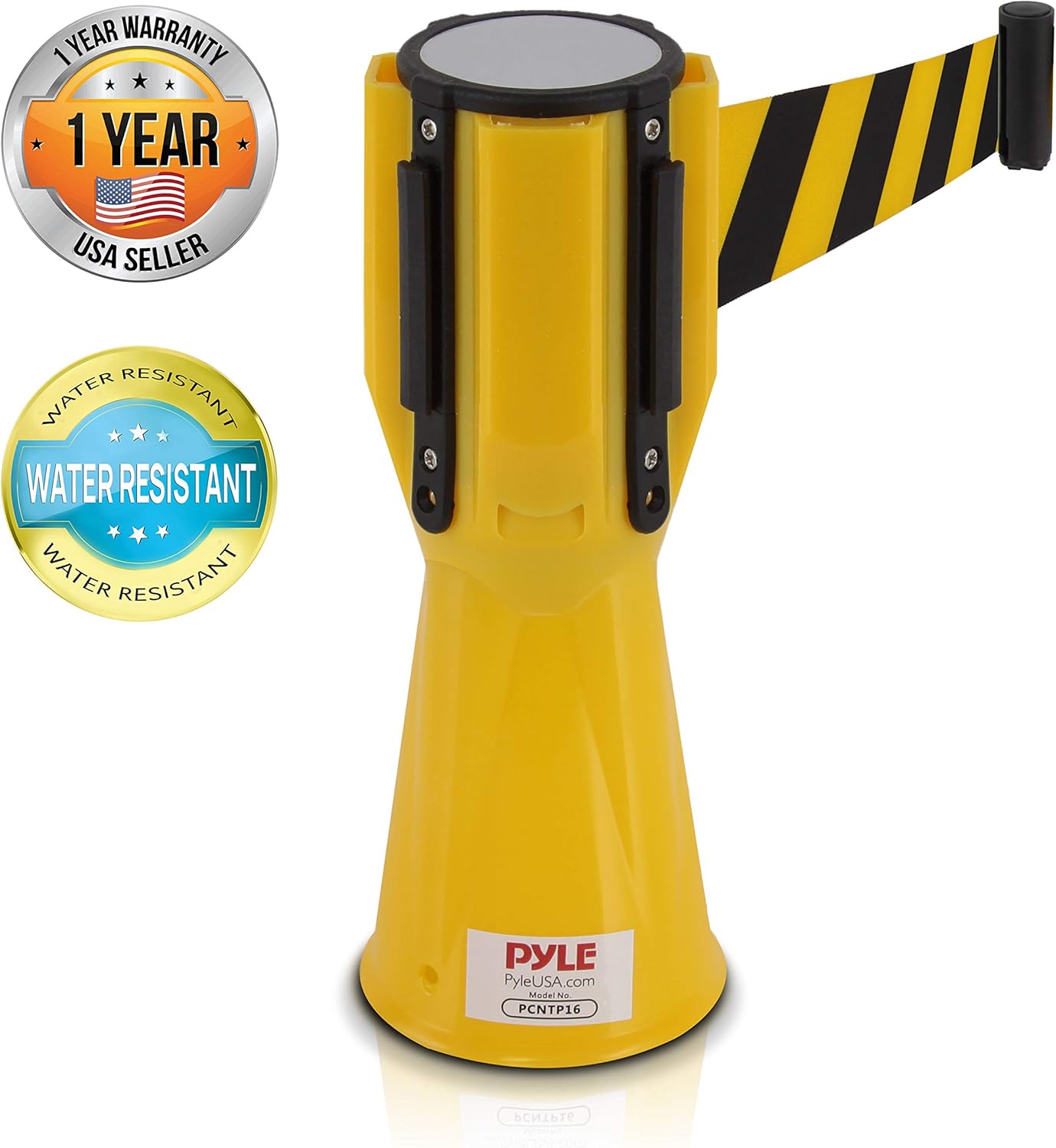 Pyle Retractable Traffic Cone Hazardous Caution Tape Style, Warning