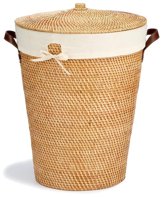 Hansen 130/500 Lined Laundry Basket 43 x 60 cm Rattan Amazon.co.uk