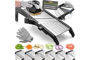 GRAMERCY KITCHEN COMPANY Mandoline Food Slicer, Adjustable Stainless Steel with Waffle Fry Cutter Crinkle Cut Potato Chip Vegetable Onion