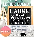 Letter Board - 10x10 w/690+ Letters +Stand +Sorting Tray +Canvas Bag +More | Changeable Felt Message Board, Letterboard, Felt Board, Marquee Sign, Word Board, Sign Board by Little Hippo (Black)