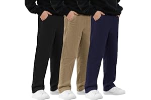 LessonZoo 3 Pack Boys' School Uniform Pants Corduroy Pull-on Sweatpants Straight Leg Elastic Waist Joggers with Pockets