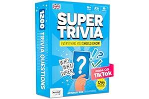 Super Trivia Games for Adults with 1200 Questions - Fun Board Game with Trivia Cards - Trivia Game for Family with Teens and 
