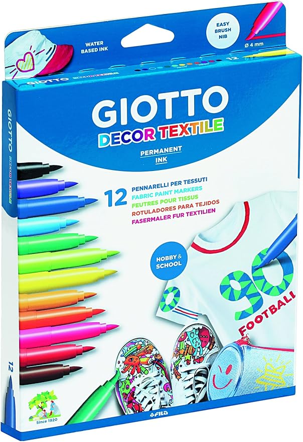 FINEASY 12 Pezzi Astuccio in Tela Bianco fai da te Set, Borse in Tela Borsa Trucco, Pochette in Personalizzabile con 12 Matite Colorate, 4 Stencil per Dipingere e Accessori per Bricolage