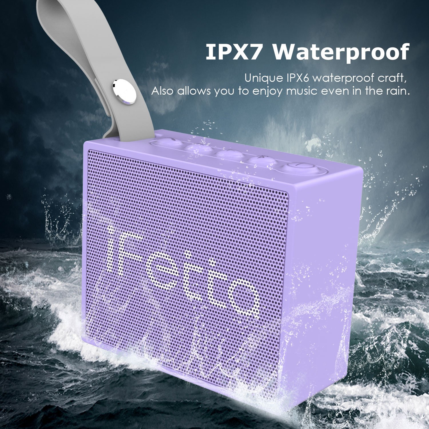 Ifecco Portable Wireless Speaker, Bluetooth 4.1 Waterproof Speaker with Built-In Mic Perfect Speaker for Outdoor, Beach, Shower & Home (taro purple)