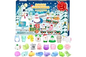 PANSHAN Mochi Squishies Advent Calendars 2024 Kawaii Christmas Countdown Toys Party Favors for Kids Gift for Christmas with 24pcs Different Cute Animal Toys for Girls Boys Xmas Countdown Calendar