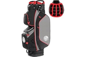 Shopsource Golf Cart Bag, 15 Way Top Lightweight Golf Bag, Golf Club Cart Bags for Men Women with Full-Length Dividers, Dedicated Putter Well, Rain Cover Black and Red