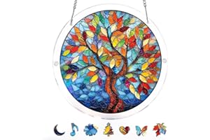 Kaayeewood Acrylic Puzzle for Adult, Colorful Tree of Radiant Glass Sun Catchers Window Hanging Panel SunCatchers 83 Pieces P