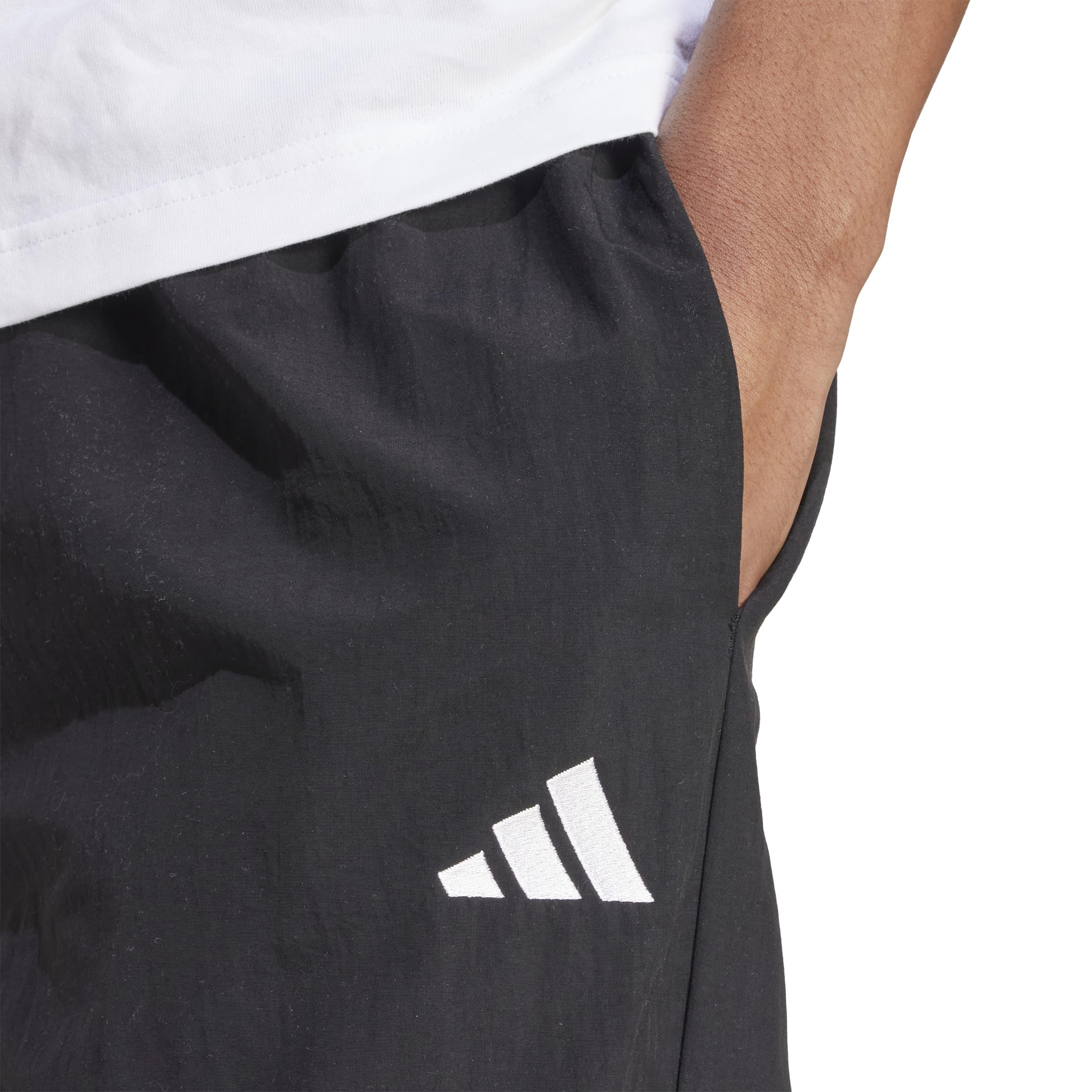 Adidas Men's Essentials SMALL Logo Woven Open Hem Pant, Black/White, L 5