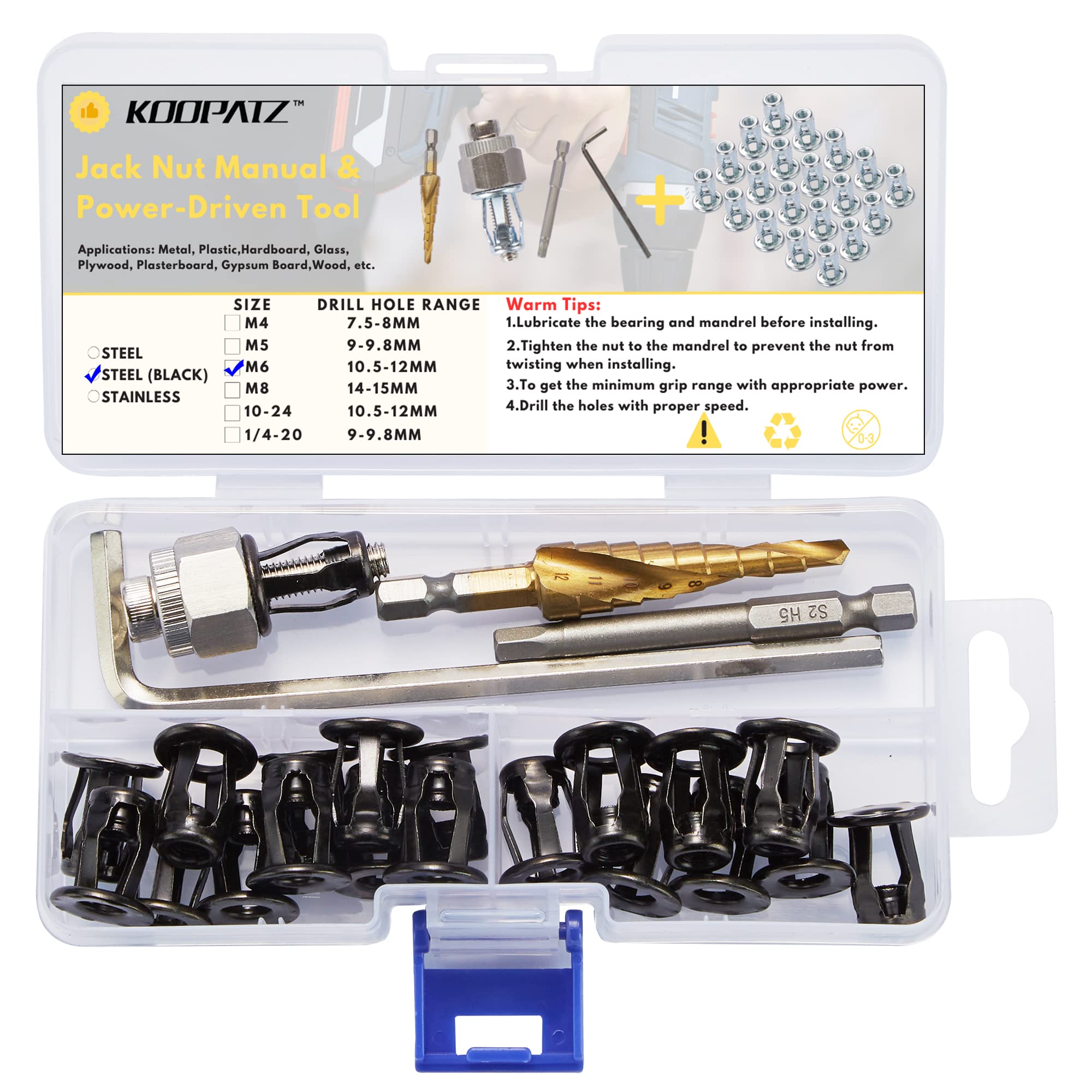 Black M6 Jack Nut with Installation Tool Threaded Insert Petal Nuts ...