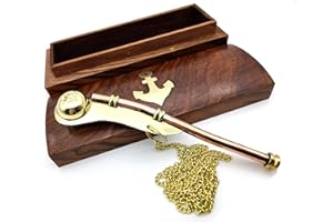 5MOONSUN5's Nautical Solid Brass & Copper Boatswain (Bosun) 5" Whistle Chain with Rosewood Box (Brass & Copper)