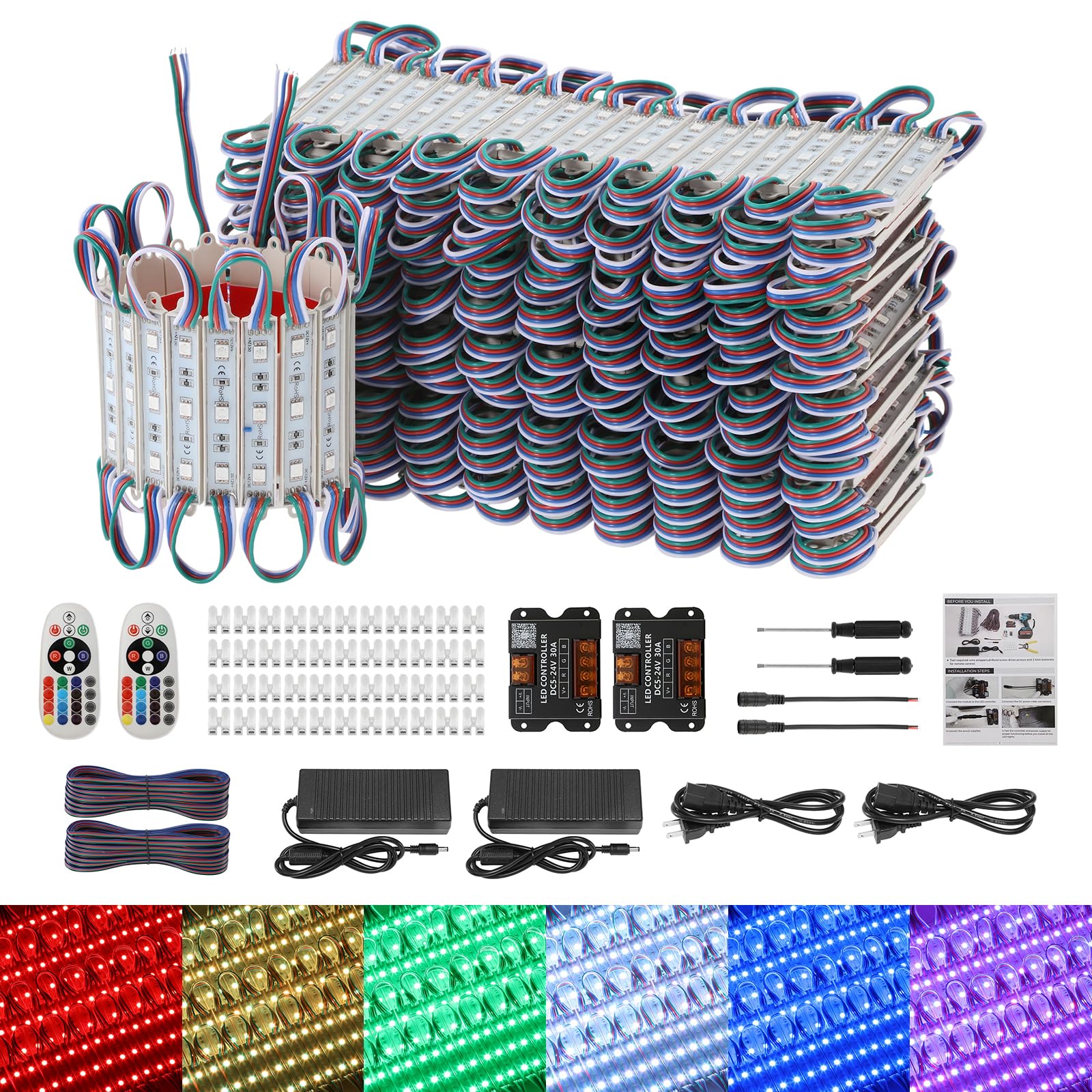 Photo 1 of Dyna-Living 200FT RGB LED Storefront Lights for Business APP Bluetooth & IR Controller 400PCS 3-led 5050 SMD LED Module Light with Music Sync Mode IP68 Waterproof Storefront Lights