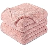 Exclusivo Mezcla King Size Blanket for Bed, Super Soft Velvet Plush Fleece Blankets, Fuzzy Cozy and Warm for Winter, 90x104 Inches, Pink