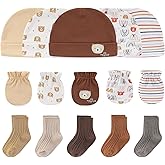 Ruliby Baby Hats Mittens and Socks Set Cotton Newborn Hat Beanie Soft Infant Girls Boys Caps Gloves 0-6 month